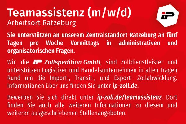 Teamassistenz (w/m/d) in Teilzeit für Standort Ratzeburg gesucht